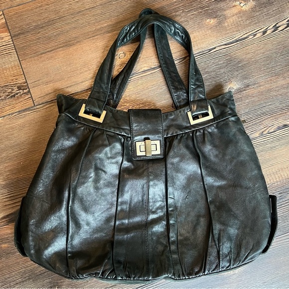 KOOBA Large Big Black Supple Handcrafted Genuine Leather Tote Hobo Bag - Picture 4 of 17